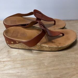 Women's Brown Leather Wedge Sandals